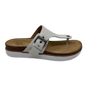 Clarks Women's Elayne Step White Leather Sandals